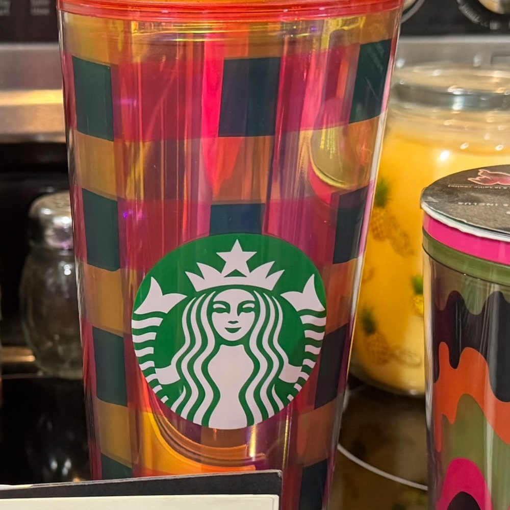Starbucks Multicolor Checkered Tumbler